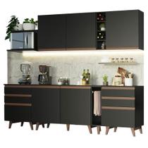 Cozinha Reims 260006 com Armário e Balcão Preto Cozinha Reims 260006 com Armário e Balcão Preto