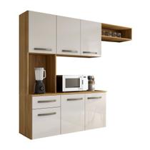 Cozinha Suspensa 165cm Balcão Armário Aéreo Multiuso - Freijó Off White