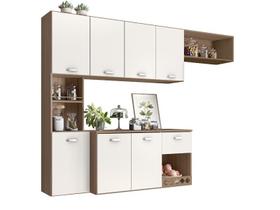 Cozinha Suspensa 7 Portas 1 Gaveta Com Nichos Luisa Carvalho Oak/Off White - FdECOR