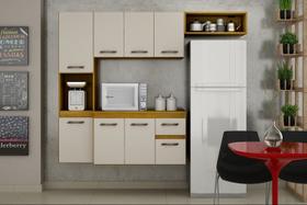 Cozinha Suspensa 8 Portas 1 Gaveta - Brisa-Cinamomo/Off White - CHF Móveis Cozinha Suspensa 8 Portas 1 Gaveta - Brisa-Cinamomo/Off White - CHF Móveis