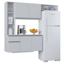 Cozinha Suspensa com Balcão Mel 163 cm Branco Poquema