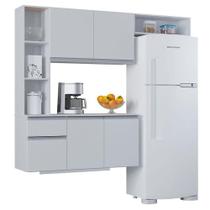 Cozinha Suspensa Com Balcão Mel 163 Cm Branco- Poquema