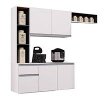 Cozinha Suspensa Com Balcão Mel 163 Cm Branco Preto Poquema Cozinha Suspensa Com Balcão Mel 163 Cm Branco Preto Poquema