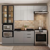 Cozinha Telasul Lumina 4 Peças com Paneleiro para Forno e Micro com Vidro e Iluminação Cozinha Telasul Lumina 4 Peças com Paneleiro para Forno e Micro com Vidro e Iluminação