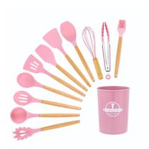 cozinha utensiliosespatula de silicone para cozinha12 pçs utensílios de cozinha conjunto de madeira lidar com espátula