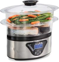 Cozinhador Digital Hamilton Beach - Rápido e Saudável, 2 Cestos Empilháveis, 5.5 Quart, Preto & Inox