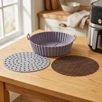 Cozinhe Sem Sujeira Kit Completo Proteção de Silicone Para Airfryer Cesto Forro E Manta Mimo Style Fácil Limpeza
