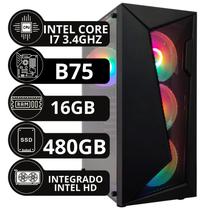 Cpu Pc Gamer Intel Barato Core I7 3.4ghz 16gb SSD 480GB 500w - Option Soluções