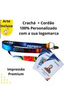 Crachá em pvc + cordão personalizado 20mm arte grátis