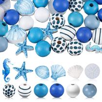 Craft Beads Waydress 200 peças com tema oceânico azul branco madeira Craft Beads Waydress 200 peças com tema oceânico azul branco madeira