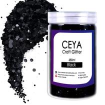 Craft Glitter Ceya Black Chunky Fine 680 ml a granel