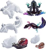 Craft Mold Gasusen 4 peças de moldes de resina de silicone para animais realistas Craft Mold Gasusen 4 peças de moldes de resina de silicone para animais realistas