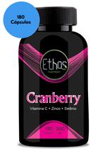 Cranberry 500mg 180 Cápsulas Vitamina C + Zinco + Selênio Ethos Nutrition