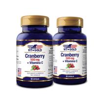 Cranberry 500mg + Vitamina C Vitgold Kit 2x 60 cápsulas