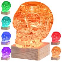 Crânio 3D Crystal Puzzle com base iluminada e decoração de Halloween Crânio 3D Crystal Puzzle com base iluminada e decoração de Halloween