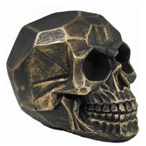 Crânio 3D Geométrico Caveira Resina Escultura Resina Dourado