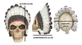 Crânio Caveira Índio Estatueta Decorativa Em Resina Hallowen - Dr Decorações
