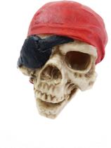 Cranio caveira pirata em resina vermelho