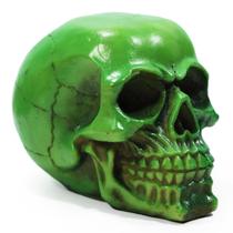 Crânio Caveira Sócrates Realista Trincado Osso Resina Verde