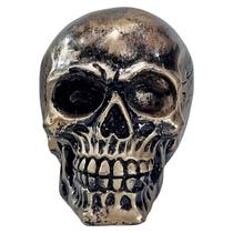 Crânio Caveira Sócrates Trincado Osso Resina Dourado Brilho