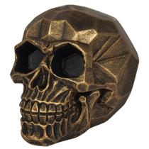 Cranio de Resina Geometrico Dourado Escuro Pequeno Decoração