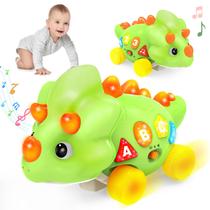 Crawling Toy BainGesk Musical Dinosaur para 6 a 18 meses com ABC 123