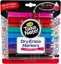 Crayola Low Odor Dry Erase Markers para Crianças &amp Adultos, Ponta de Cinzel, Material de Volta à Escola, 12 Contagem