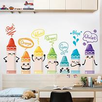 Crayon Color Wall Decalques para Quartos Infantis - Adesivos de parede de desenhos animados para o quarto do bebê Armário Porta Decor DIY Mural Decalques Discriminação de Cores Educatione Berçário Playroom Decoração Adesivos de parede - VANBO