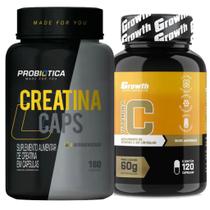 Creatina 180 Caps Probiotica + Vitamina C 120 Cap Growth - Probiótica