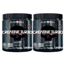Creatina 300g black skull turbo monohidratada p/ força nos músculos Kit C/2 unidades