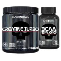 Creatina 300g Turbo + Bcaa 30 Caps 2400mg Black Skull