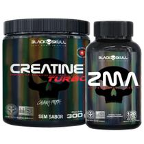 Creatina 300g Turbo Monohidratada + Zma 120 Caps Black Skull