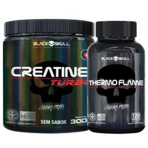 Creatina 300g Turbo + Thermo Flame 120 Caps Black Skull