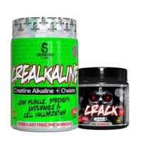 creatina crealkaline 300g (creatine + chelato) + pré treino crack 300g demons lab