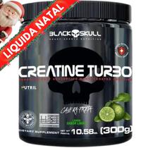 Creatina em Pó Monohidratada Turbo Black Skull 300g Creatine Caveira Preta Treino Performance Atletas Musculação
