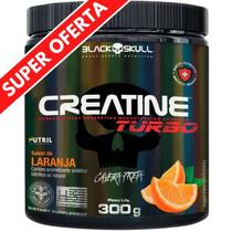 Creatina em Pó Monohidratada Turbo Black Skull 300g Creatine Caveira Preta Treino Performance Atletas Musculação