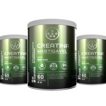 Creatina Mastigavél 180 Pastilhas 3g Maça Verde 2 por dia Monster Body Supraervas 3 Potes x 60