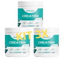 Creatina monohidratad therapi 100% pura 300g s/ sabor kit c3 micronizada