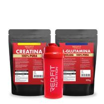 Creatina Monohidratada 1Kg L-Glutamina 500g - 100% Pura Importada - Red Fit Nutrition Creatina Monohidratada 1Kg L-Glutamina 500g - 100% Pura Importada - Red Fit Nutrition