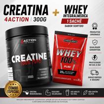 Creatina Monohidratada 300g 4Action 100% Pura + Whey 100% Pure Integralmédica Sachê 30g Creatina Monohidratada 300g 4Action 100% Pura + Whey 100% Pure Integralmédica Sachê 30g