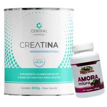 Creatina Monohidratada - 300g - Central Nutrition + Amora - 120 caps - Rei Terra