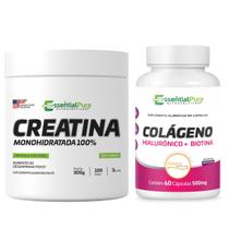 Creatina Monohidratada 300g + Colágeno Verisol + Hialurônico + Biotina 60 Cápsulas 500mg Verisol Natural