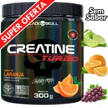 Creatina Monohidratada Creatine Turbo Black Skull 300g Energia Força Ganho de Massa Muscular p/ Musculação