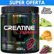 Creatina Monohidratada Creatine Turbo Black Skull 300g - Energia - Força - Ganho de Massa Muscular