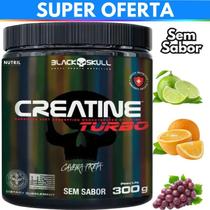 Creatina Monohidratada Creatine Turbo Black Skull 300g - Energia - Força - Ganho de Massa Muscular