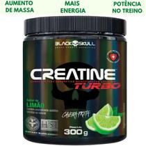 Creatina Monohidratada Nutration Creatine Hardcore Turbo Black Skull 300g Energia, Força e Ganho de Massa Muscular
