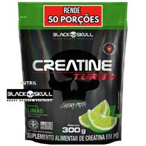 Creatina Monohidratada TURBO Refil Black Skull 300g - Creatine p/ Energia Força Ganho de Massa / Musculação