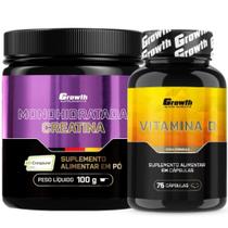 Creatina Pura 100g Creapure + Vitamina D 75 Caps Growth