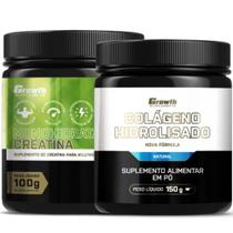 Creatina Pura 100g Monohidratada + Colágeno Pó 150g Growth