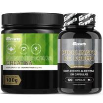 Creatina Pura 100g Monohidratada + Cromo 120 Caps Growth